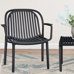 طقم كرسين وطاولة بلاستيك رمادي داكن طقم كرسين وطاولة بلاستيك رمادي داكن