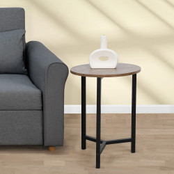 طاولة مفردة دائرية من الخشب والمعدن بني طاولة مفردة دائرية من الخشب والمعدن بني