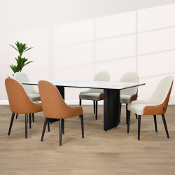 طاولة طعام رخام مع أرجل معدنية 6 كراسي طاولة طعام رخام مع أرجل معدنية 6 كراسي