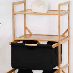 وحدة رفوف خشبية مع أدراج قماشية وحدة رفوف خشبية مع أدراج قماشية