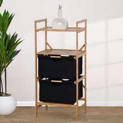 وحدة رفوف خشبية مع أدراج قماشية وحدة رفوف خشبية مع أدراج قماشية