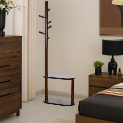 علاقة ملابس خشب مع أرفف تخزين 180 سم علاقة ملابس خشب مع أرفف تخزين 180 سم