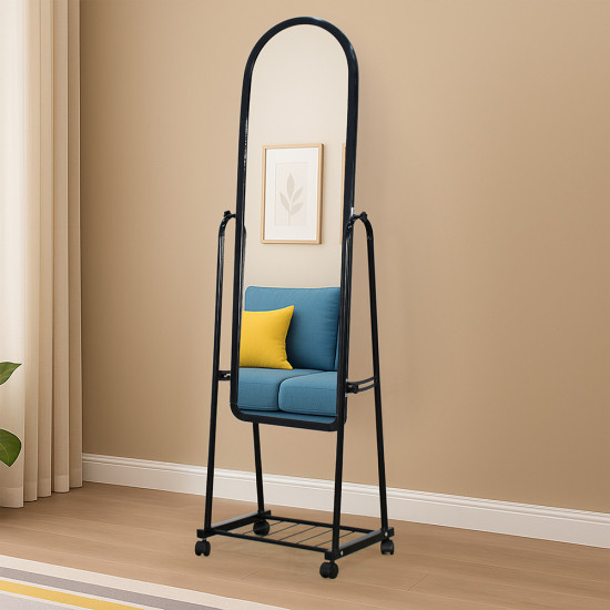 مرآة استاند متحرك أسود 160×35 سم مرآة استاند متحرك أسود 160×35 سم