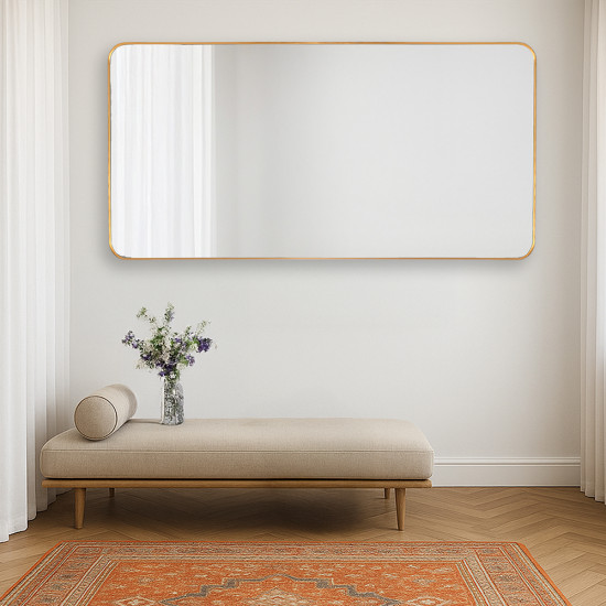 مرآة ديكور حائط بإطار ذهبي 70×140 سم مرآة ديكور حائط بإطار ذهبي 70×140 سم