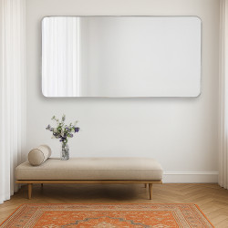 مرآة ديكور حائط بإطار فضي 70×140 سم مرآة ديكور حائط بإطار فضي 70×140 سم