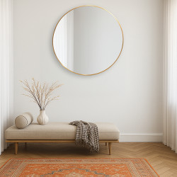 مرآة ديكور حائط دائرية بإطار ذهبي 80×80سم مرآة ديكور حائط دائرية بإطار ذهبي 80×80سم