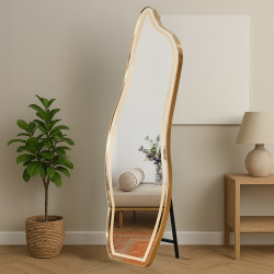 مرآة استاند مضيئة بإطار ذهبي 158×55سم مرآة استاند مضيئة بإطار ذهبي 158×55سم