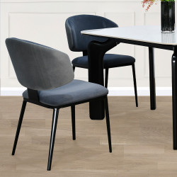 طاولة طعام عصرية سطح رخام 6 كراسي رمادي غامق طاولة طعام عصرية سطح رخام 6 كراسي رمادي غامق