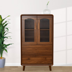 دولاب متعدد الاستخدام خشب مع أبواب زجاجية