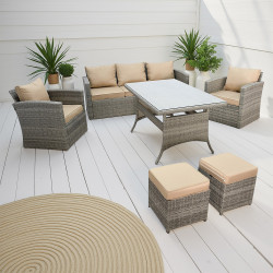 جلسة حديقة راتان 5 مقاعد مع طاولات جلسة حديقة راتان 5 مقاعد مع طاولات