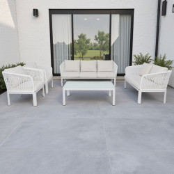 جلسة حديقة 7 مقاعد الومنيوم بيج × أبيض