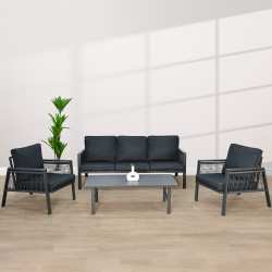 جلسة خارجية عصرية 5 مقاعد وطاولة رمادي غامق جلسة خارجية عصرية 5 مقاعد وطاولة رمادي غامق