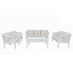 جلسة حديقة 7 مقاعد الومنيوم بيج × أبيض