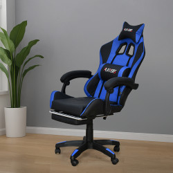 كرسي ألعاب أحترافي من الجلد أزرق × أسود كرسي ألعاب أحترافي من الجلد أزرق × أسود
