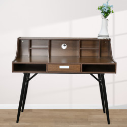 مكتب دراسي خشبي بأرجل معدنية بني 120 سم مكتب دراسي خشبي بأرجل معدنية بني 120 سم