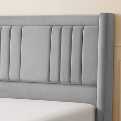 سرير خشبي بتنجيد مخملي عصري 120×200سم سرير خشبي بتنجيد مخملي عصري 120×200سم