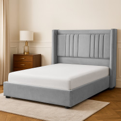 سرير خشبي بتنجيد مخملي عصري 120×200سم سرير خشبي بتنجيد مخملي عصري 120×200سم