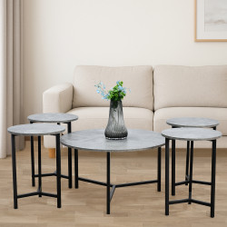 طقم طاولات خدمة خشب 5 قطع رمادي طقم طاولات خدمة خشب 5 قطع رمادي