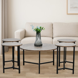 طقم طاولات خدمة خشب 5 قطع بني طقم طاولات خدمة خشب 5 قطع بني