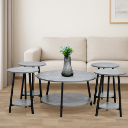 طقم طاولات خدمة خشب 2 دور 5 قطع رمادي طقم طاولات خدمة خشب 2 دور 5 قطع رمادي