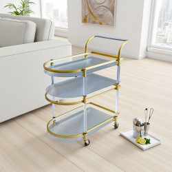 عربة تقديم 3 ادوار من الزجاج والاستيل