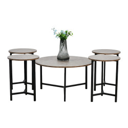 طقم طاولات خدمة خشب 5 قطع بني طقم طاولات خدمة خشب 5 قطع بني