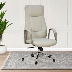 كرسي مكتب دوار مودرن جلد بيج كرسي مكتب دوار مودرن جلد بيج