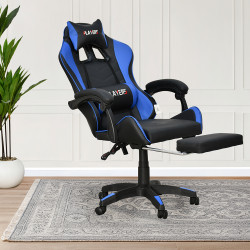 كرسي ألعاب أحترافي من الجلد أزرق × أسود كرسي ألعاب أحترافي من الجلد أزرق × أسود