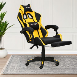 كرسي ألعاب أحترافي من الجلد أصفر × أسود كرسي ألعاب أحترافي من الجلد أصفر × أسود