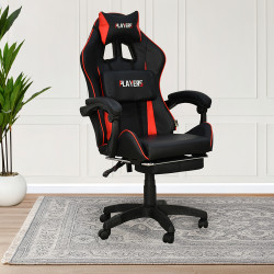 كرسي ألعاب أحترافي من الجلد أحمر × أسود كرسي ألعاب أحترافي من الجلد أحمر × أسود