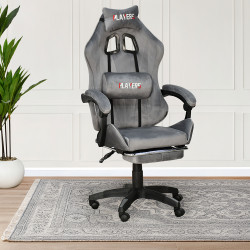 كرسي ألعاب أحترافي مخمل رمادي كرسي ألعاب أحترافي مخمل رمادي