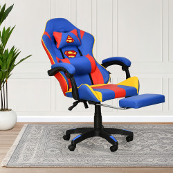 كرسي ألعاب أحترافي من الجلد أزرق × أحمر كرسي ألعاب أحترافي من الجلد أزرق × أحمر