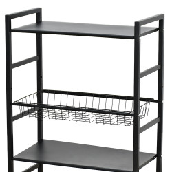 وحدة رفوف متحركة معدنية 4 أدوار أسود وحدة رفوف متحركة معدنية 4 أدوار أسود