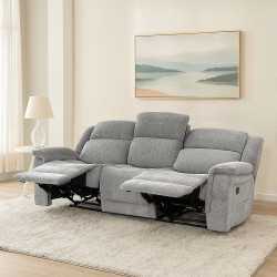 كنبة استرخاء قماش 3 مقاعد قابلة للإمالة رمادي كنبة استرخاء قماش 3 مقاعد قابلة للإمالة رمادي