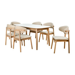 طاولة طعام خشب مع سطح سيراميك 6 كراسي طاولة طعام خشب مع سطح سيراميك 6 كراسي