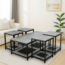 طقم طاولات خدمة 5 قطع 2 دور خشب مع راتان طقم طاولات خدمة 5 قطع 2 دور خشب مع راتان