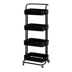 وحدة رفوف متحركة معدنية 4 أدوار أسود وحدة رفوف متحركة معدنية 4 أدوار أسود