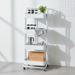 وحدة رفوف متحركة معدنية 4 أدوار أبيض وحدة رفوف متحركة معدنية 4 أدوار أبيض