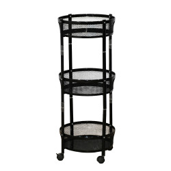 وحدة رفوف متحركة معدنية 3 أدوار أسود وحدة رفوف متحركة معدنية 3 أدوار أسود