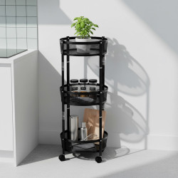 وحدة رفوف متحركة معدنية 3 أدوار أسود وحدة رفوف متحركة معدنية 3 أدوار أسود