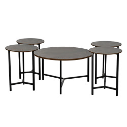 طقم طاولات خدمة 5 قطع خشب بني طقم طاولات خدمة 5 قطع خشب بني