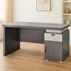 مكتب خشبي مودرن مع خزانة رمادي 140 سم مكتب خشبي مودرن مع خزانة رمادي 140 سم