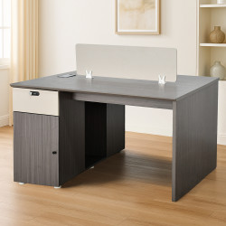 مكتب عمل مزدوج مع وحدة تخزين رمادي مكتب عمل مزدوج مع وحدة تخزين رمادي