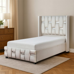 سرير خشبي بتنجيد مخملي عصري 120×200سم سرير خشبي بتنجيد مخملي عصري 120×200سم