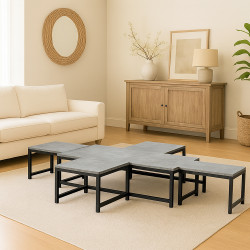 طقم طاولات خدمة 5 قطع خشبي رمادي طقم طاولات خدمة 5 قطع خشبي رمادي