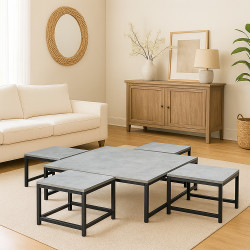 طقم طاولات خدمة 5 قطع خشبي رمادي طقم طاولات خدمة 5 قطع خشبي رمادي