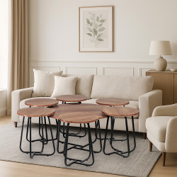 طقم طاولات خدمة 7 قطع خشب بني فاتح طقم طاولات خدمة 7 قطع خشب بني فاتح