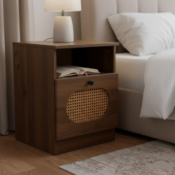 درج تخزين مودرن خشبي مع رف وباب راتان درج تخزين مودرن خشبي مع رف وباب راتان