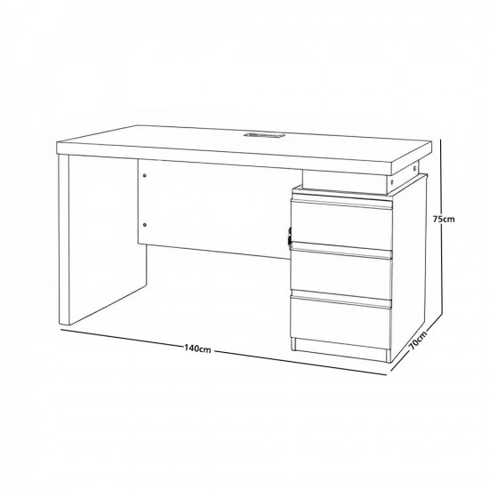 مكتب خشبي مودرن مع أدراج رمادي 140 سم