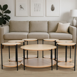 طقم طاولات خدمة 7 قطع 2 دور خشبي طقم طاولات خدمة 7 قطع 2 دور خشبي